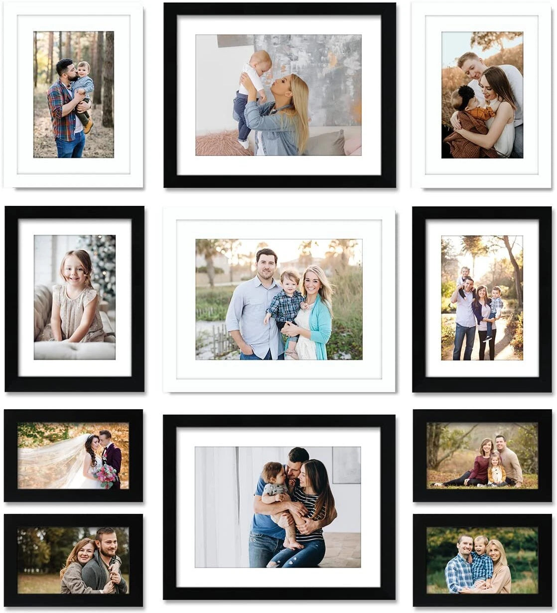 Stuthi Arts |Elegant Wall Photo Frame Set – 11 Piece Family Collage|