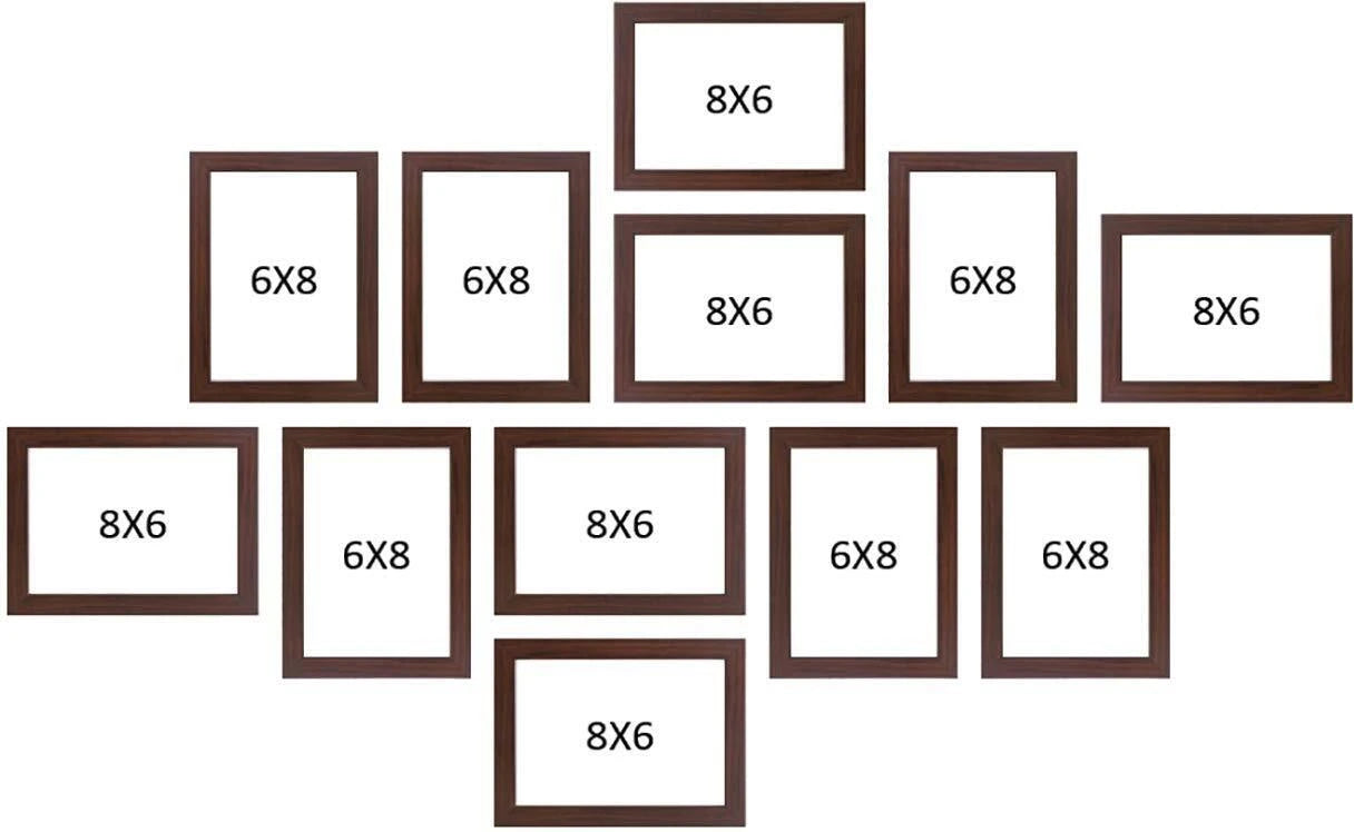 Set of 12 Brown Wooden Photo Frames for Wall Decoration | Stuthi Arts