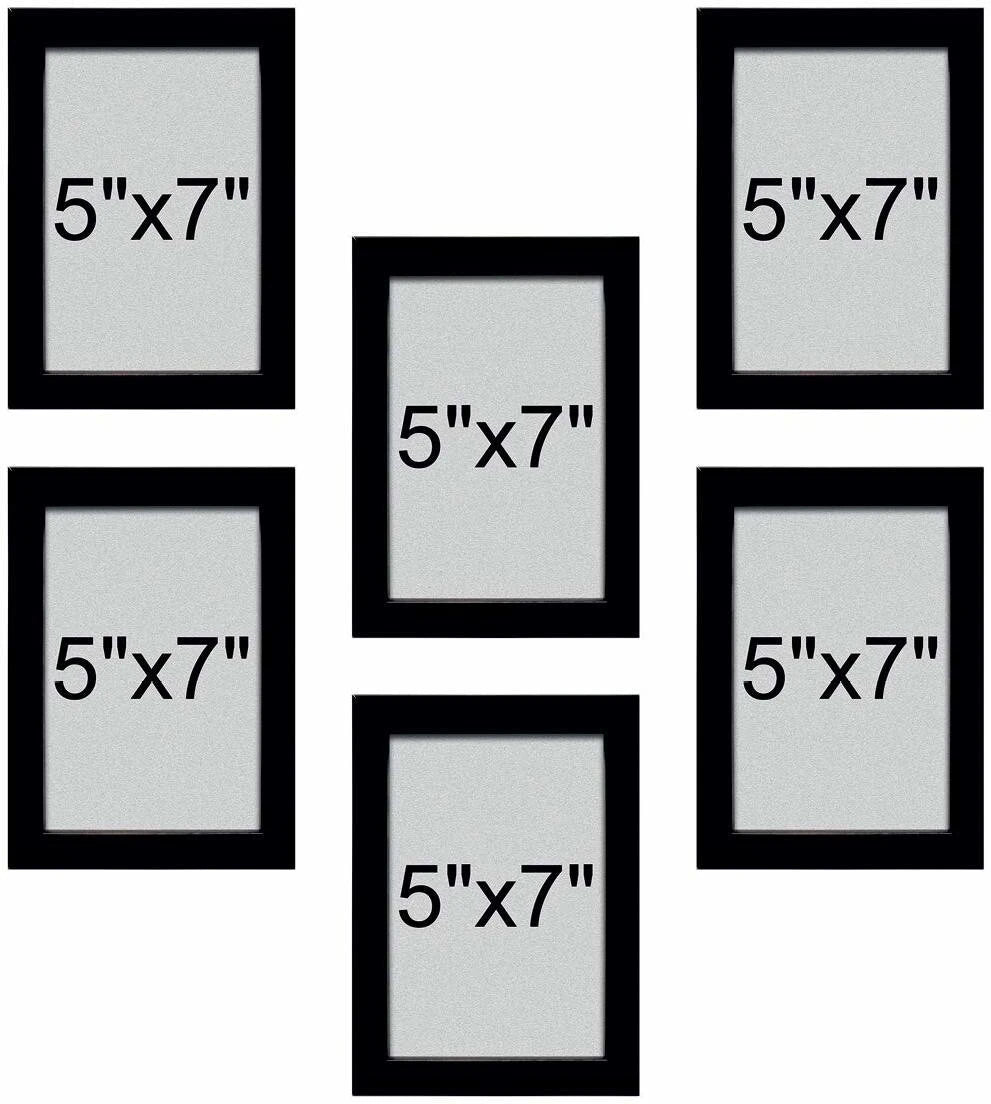 Set of 6 Black Wooden Wall Photo Frames | Stuthi Arts