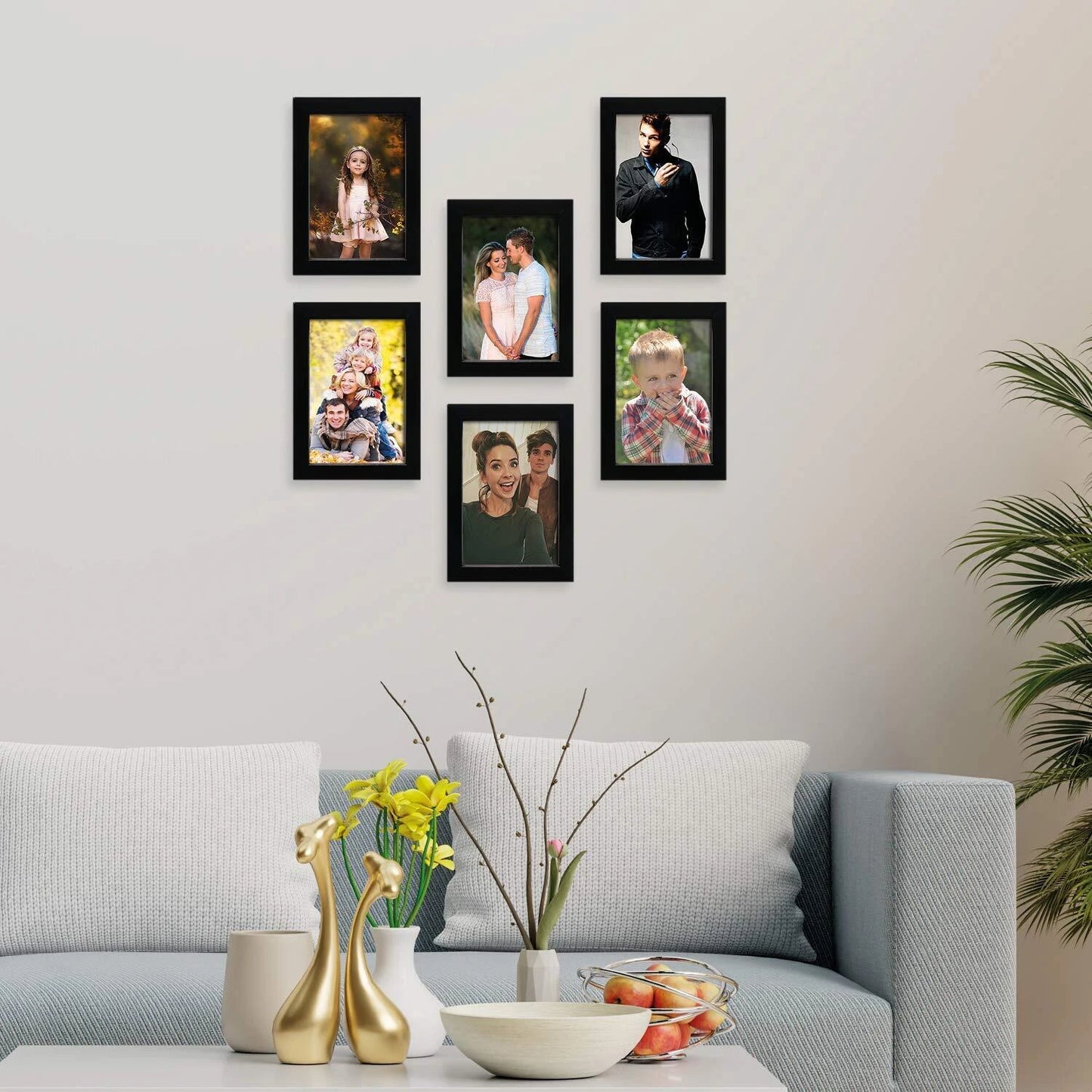 Set of 6 Black Wooden Wall Photo Frames | Stuthi Arts