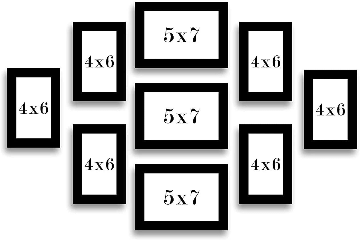 Stuthi Arts | Set of 6 Black Photo Frames for Wall Decoration