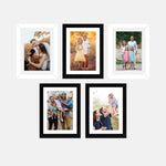 Set of 5 Wall Photo Frames – Black & White Mix | Stuthi Arts