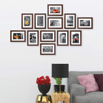 Set of 12 Brown Wooden Photo Frames for Wall Decoration | Stuthi Arts
