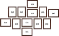 Set of 12 Brown Wooden Photo Frames for Wall Decoration | Stuthi Arts