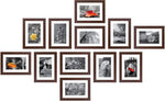 Set of 12 Brown Wooden Photo Frames for Wall Decoration | Stuthi Arts