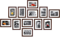 Set of 12 Brown Wooden Photo Frames for Wall Decoration | Stuthi Arts