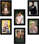 Set of 6 Black Wooden Wall Photo Frames | Stuthi Arts