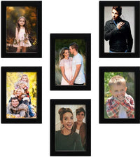 Set of 6 Black Wooden Wall Photo Frames | Stuthi Arts