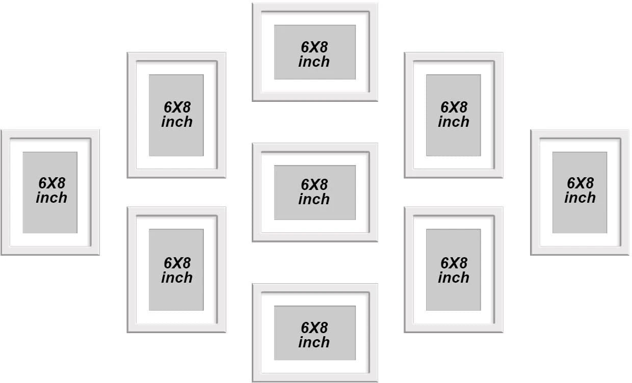 Stuthi Arts |Modern White Wall Photo Frame Set – 9 Piece Collage|