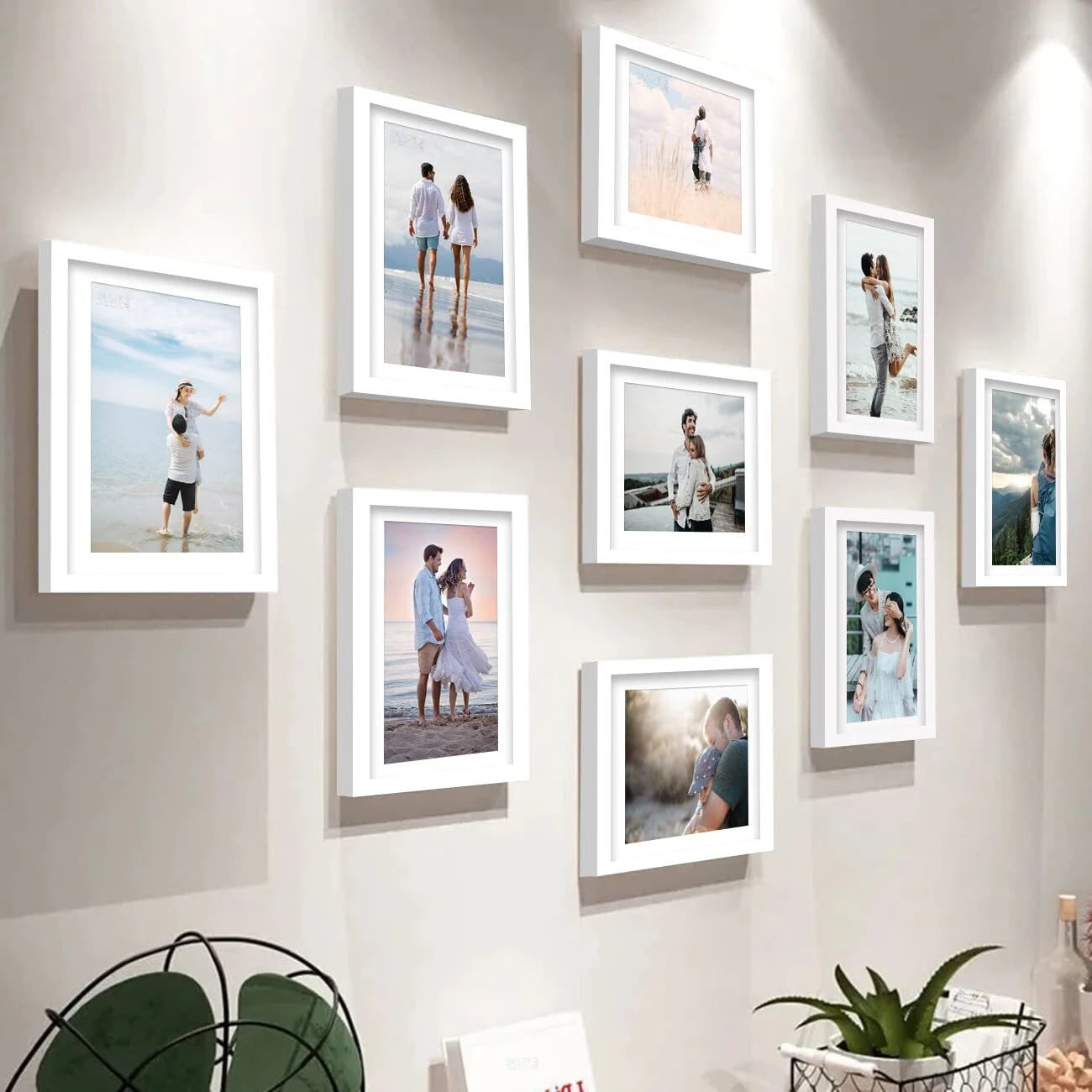 Stuthi Arts |Modern White Wall Photo Frame Set – 9 Piece Collage|