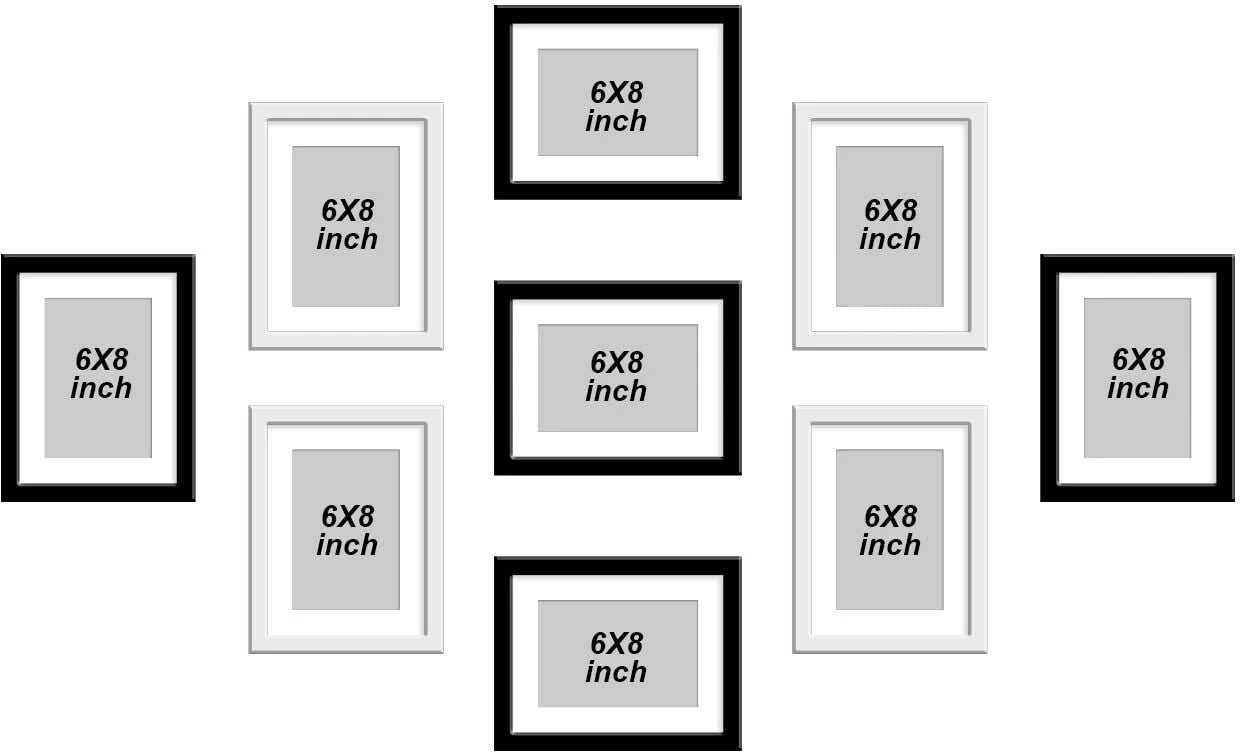 Stuthi Arts |Modern Wall Photo Frame Set – 9 Piece Black & White Collage|