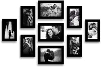 Stuthi Arts | Classic Black Wall Photo Frame Set – 9 Piece Collage|